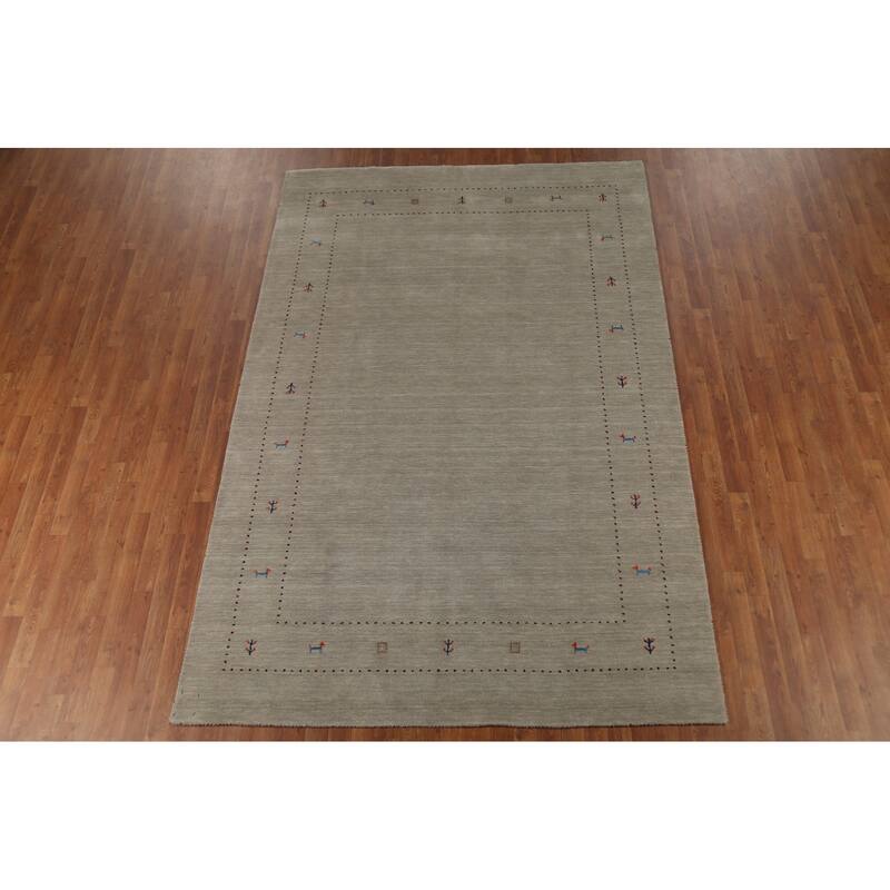 Little Animals Design Gabbeh Area Rug Hand-Knotted Wool Carpet - 6'7"x 9'10"