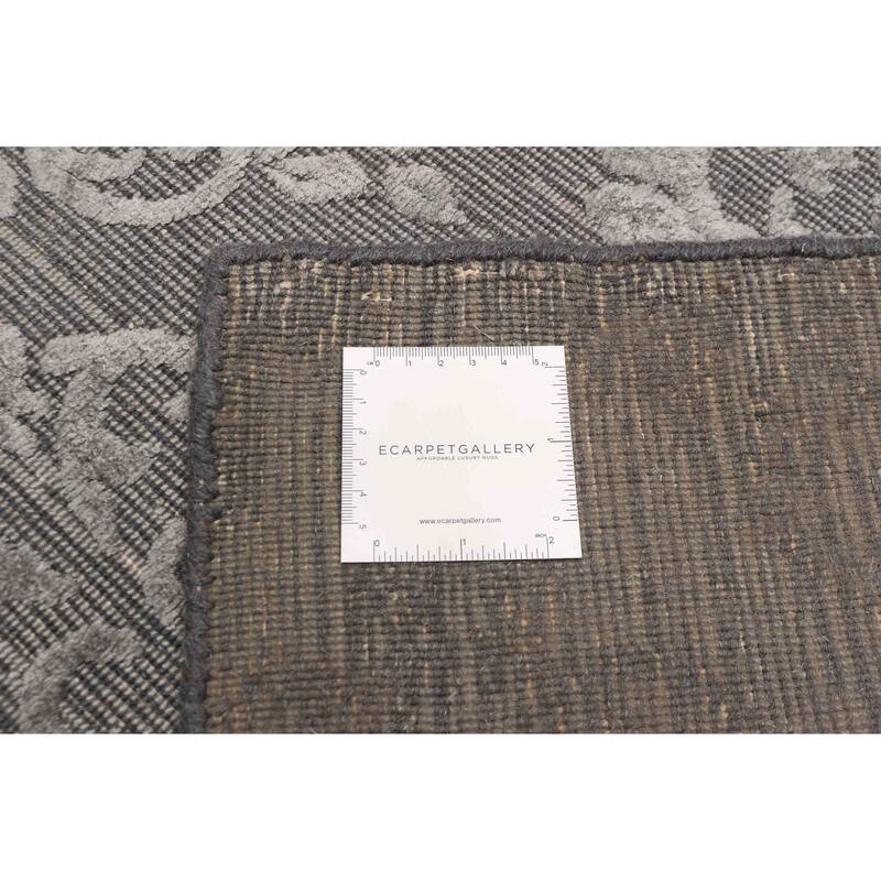 ECARPETGALLERY Hand Loomed Elysian Dark Grey Viscose, Wool Rug - 4'11 x 7'9