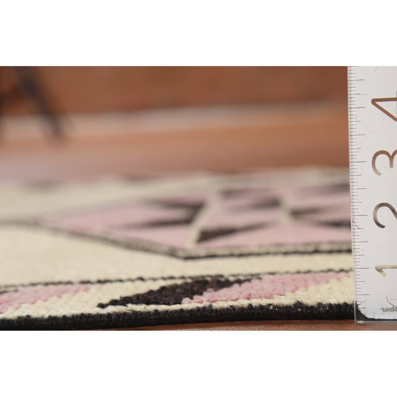 Geometric Anatolian Vintage Runner Rug Foyer Handmade Wool Carpet - 2'11"x 11'7"