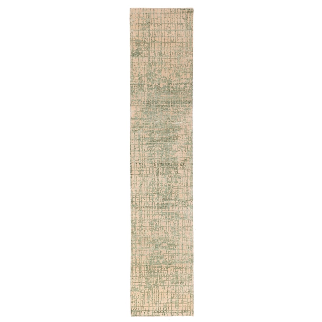 ECARPETGALLERY Hand-knotted Legacy Green Silk, Wool Rug - 2'6 x 12'3
