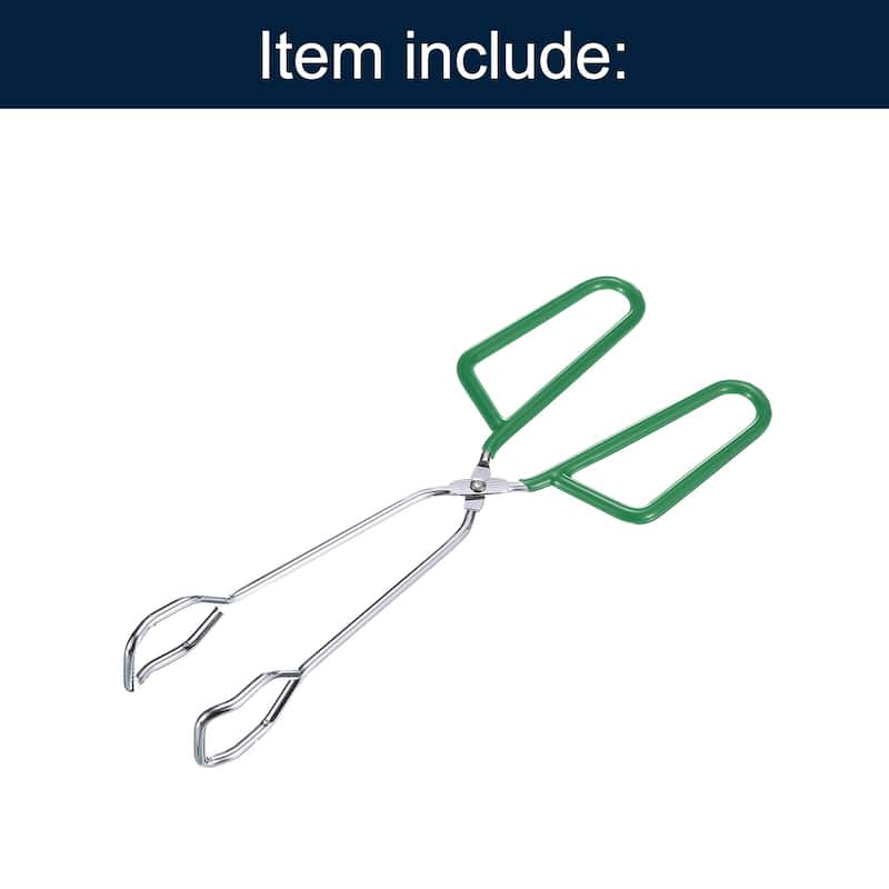 1Pcs Cooking Scissor Tongs, 10" Kitchen Tongs with Comfort Grip Green Handle - Silver & Green