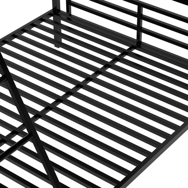 Twin over Full Triple Bunk Bed with Desk and Full-Length Guardrail