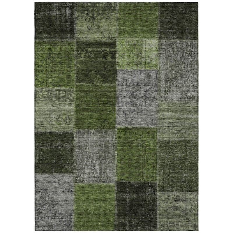 HomeRoots Patchwork Transitional Rectangle Outdoor Rug