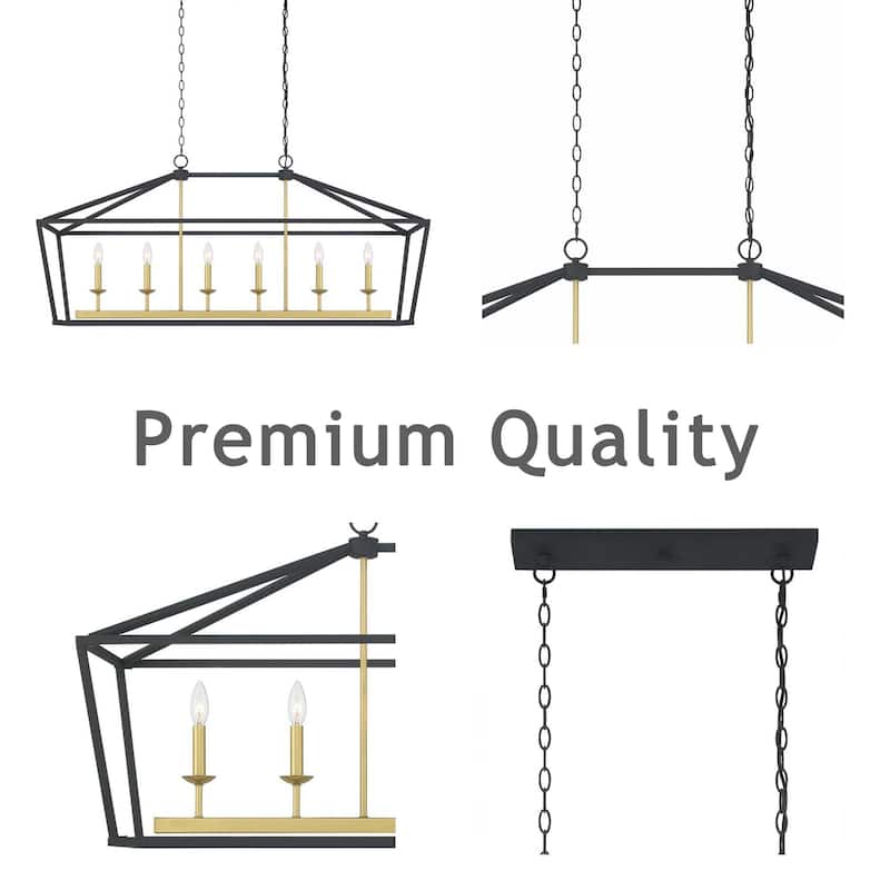 Acroma Mid-century Modern 6-light Kitchen Island Rectangle Chandelier - 49In