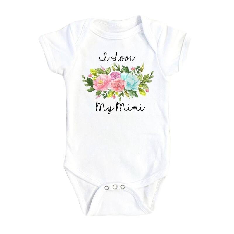 Mimi Floral - Baby Boy Girl Clothes Infant Bodysuit Funny Cute Newborn - Blue - 0-3M