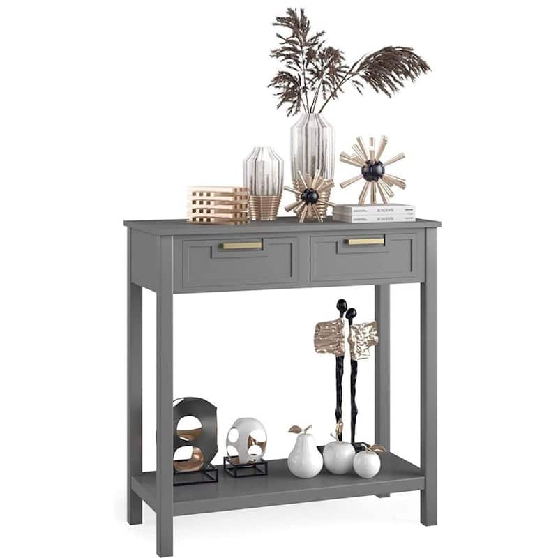 Modern Entryway Accent 2 Drawer Sofa Side Table - 14 inches D x 32 inches W x 32.5 inches H