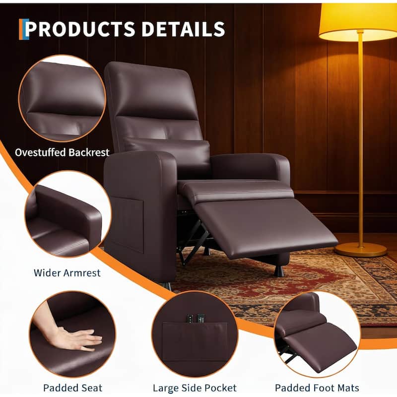 Power Recliner Chair, with Overstuffed Seat
