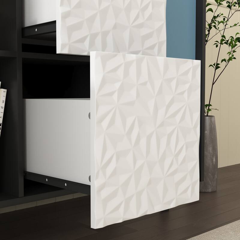 Modern Sideboard Buffet Cabinet with 2 Drawers and 2 Open Storage Compartment