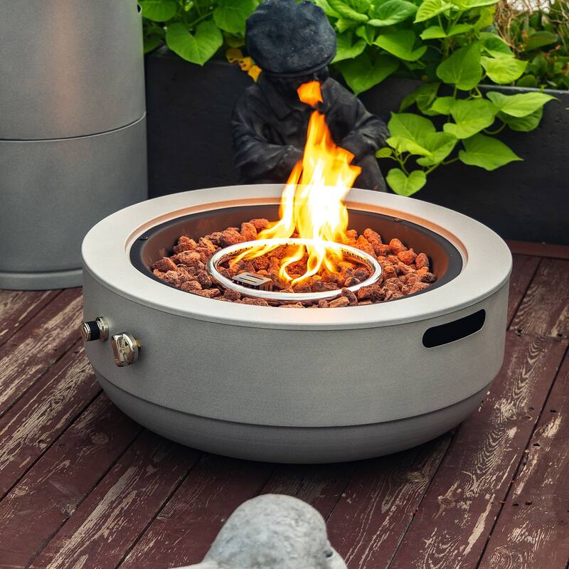 GDFStudio - Nimbus Small Concrete Round Fire Pit Bowl - Grey