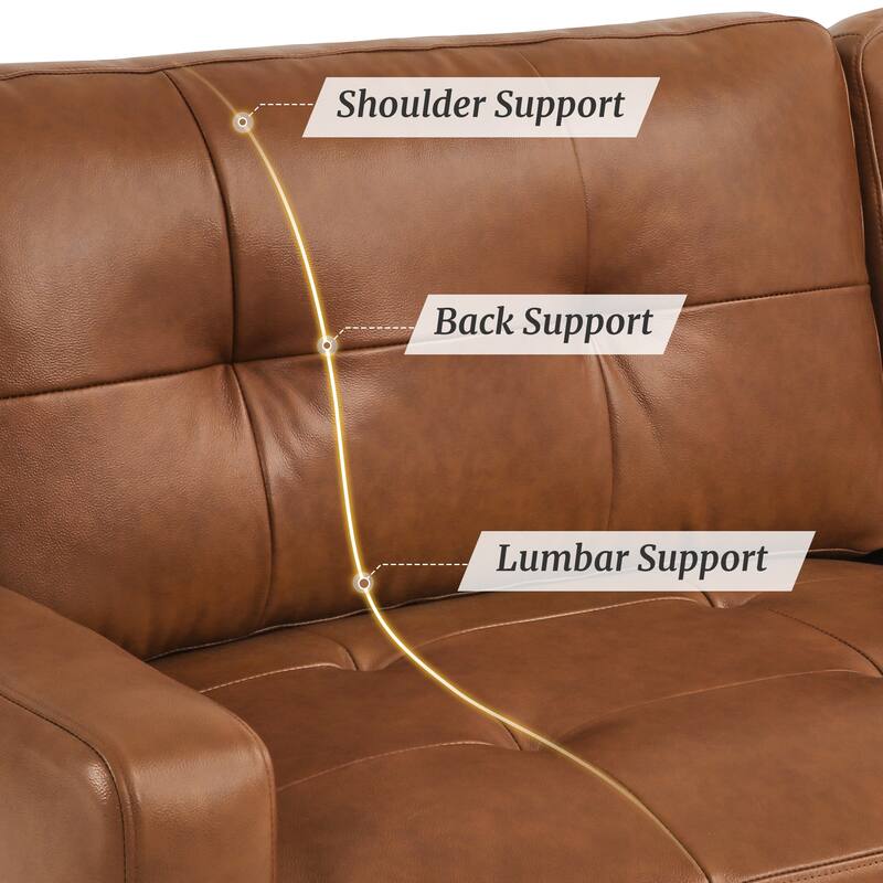 3-Seater Genuine Leather Tufted Sofa for Living Room