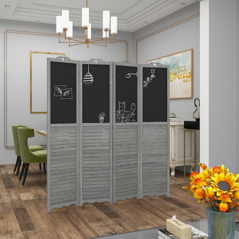 4-Panel Folding Room Divider with Blackboard