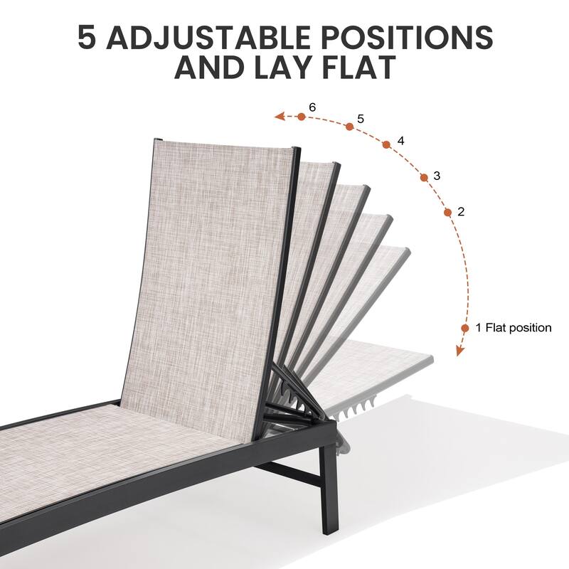 Outdoor Chaise Lounge Set Patio Adjustable Chaise Lounge Chairs with Side Table