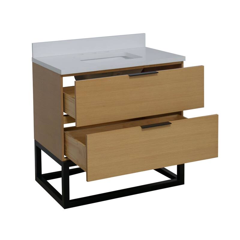 KitchenBathCollection Mia 36" Bathroom Vanity with Matte White Top