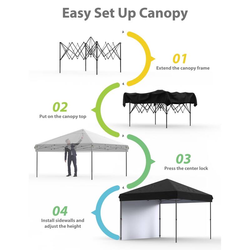 10x10 Feet Instant Pop-Up Canopy Tent, 1 Removable Sidewalls - 10*10Ft