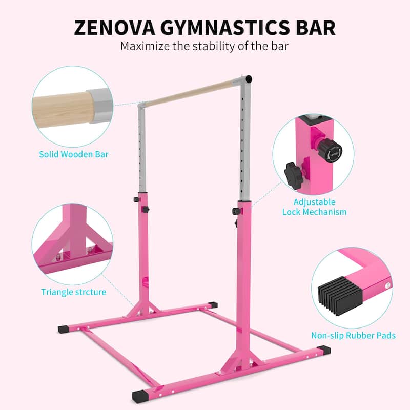 ZENOVA Gymnastics Bar for Kids Ages 3-15 For Home,Horizontal Bar And Gymnastic Training Equipment