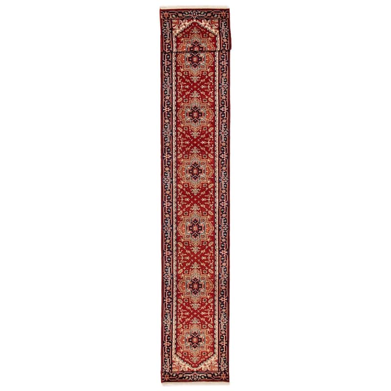 ECARPETGALLERY Hand-knotted Serapi Heritage Dark Red Wool Rug - 2'6 x 23'9 - Dark Red - 2'6 x 23'9