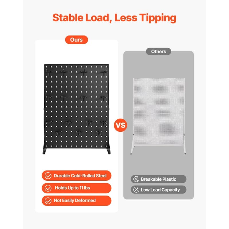 Black Tabletop Pegboard Display Stand with 15 Hooks for Garage - 13.19” x 4.49” x 17.32”