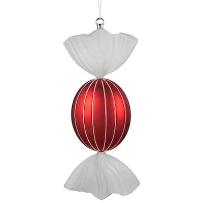 18" Red Wrapped Candy with Iridescent Glitter Shatterproof Commercial Christmas Ornament