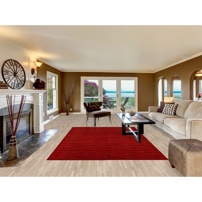 Tribal Gabbeh Indian Area Rug Hand-Knotted Modern Wool Carpet - 6'6" x 9'6"