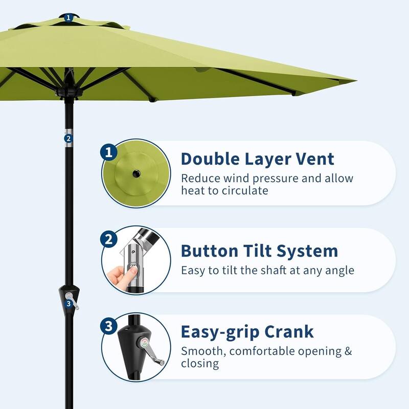 10FT Patio Umbrella with Smooth Crank Lift UV Protection Waterproof for Pool, Deck, Yard, Garden (No Base)
