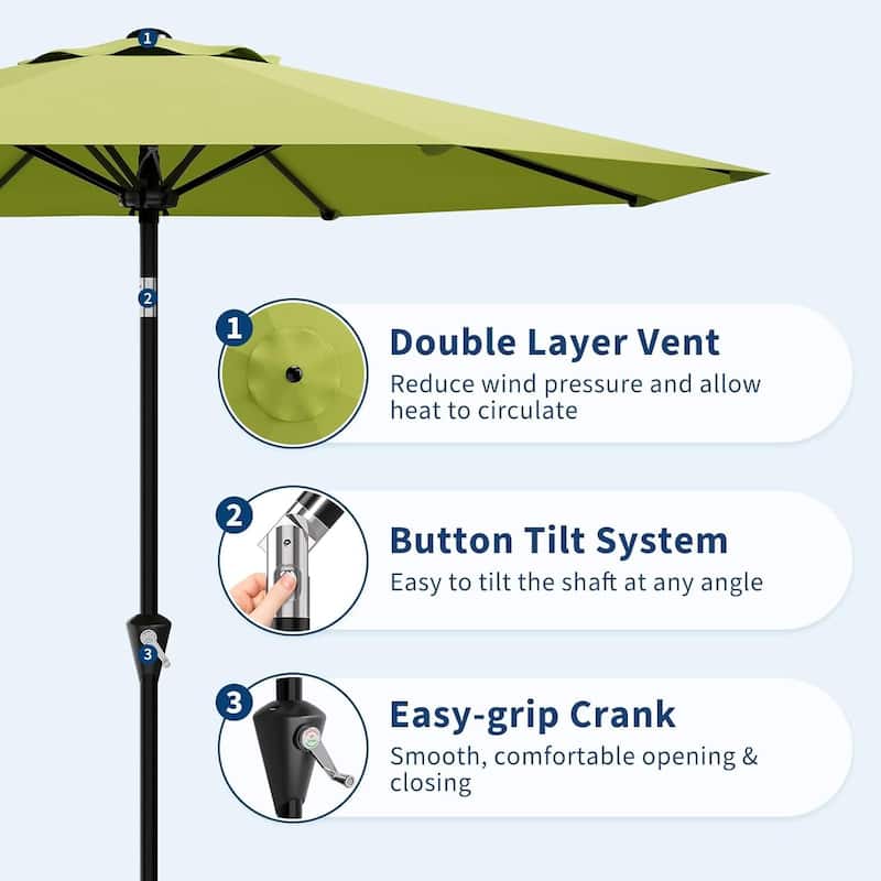 9FT Patio Umbrella with Smooth Crank Lift UV Protection Waterproof for Pool, Deck, Yard, Garden (No Base)