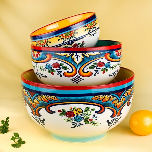 slide 2 of 5, Euro Ceramica Zanzibar 3-Piece Mixing Bowl Set