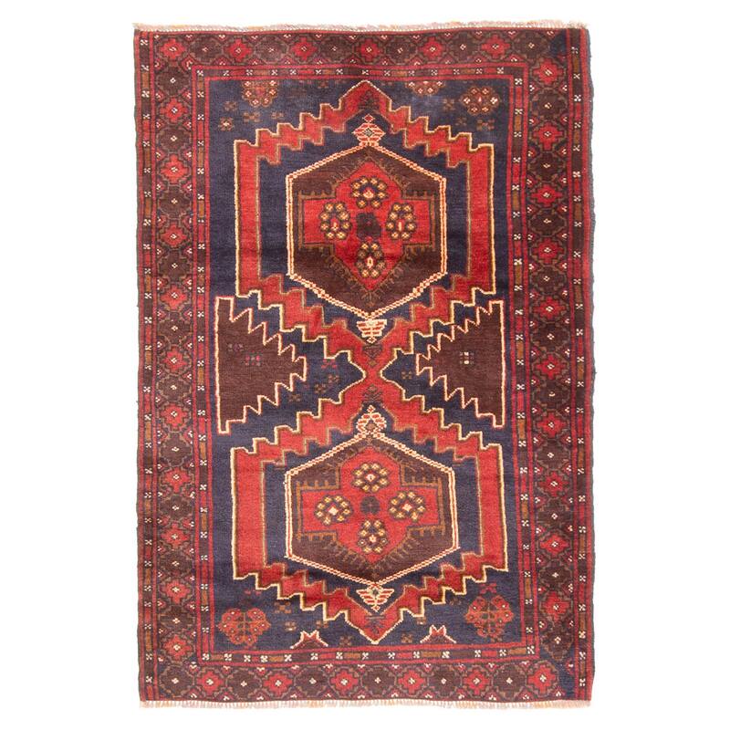 ECARPETGALLERY Hand-knotted Teimani Dark Navy Wool Rug - 2'10 x 4'3