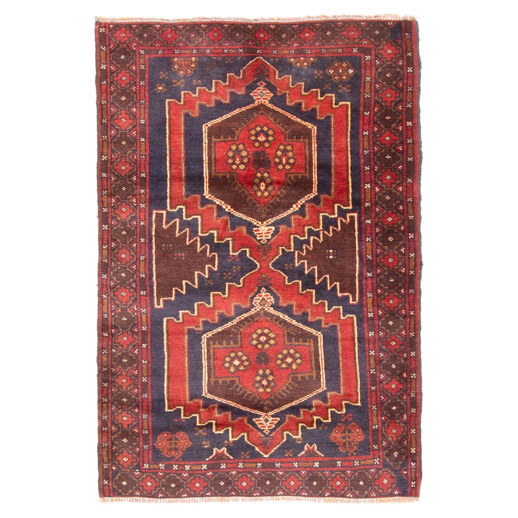 ECARPETGALLERY Hand-knotted Teimani Dark Navy Wool Rug - 2'10 x 4'3