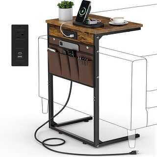 C-Shaped End Table with Charging Station, 28