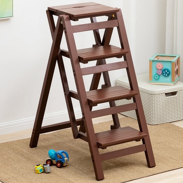 Folding Portable Wooden Step Stool Ladder - Bed Bath & Beyond - 37458559