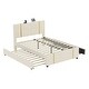 preview thumbnail 5 of 16, 2-Pieces Bedroom Sets,Queen Size Platform Bed w/ Trundle Bed, 2 Drawers,Night Light & USB Charge,Storage Ottoman, Beige