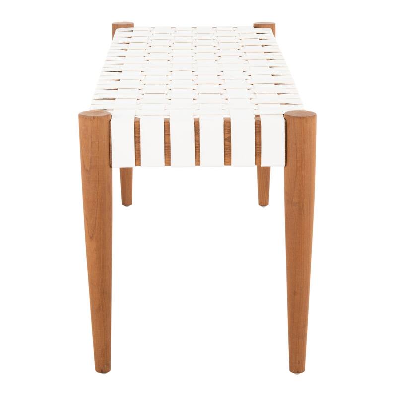 SAFAVIEH Manervia Wood & Leather Bench - 47Wx16Dx18H