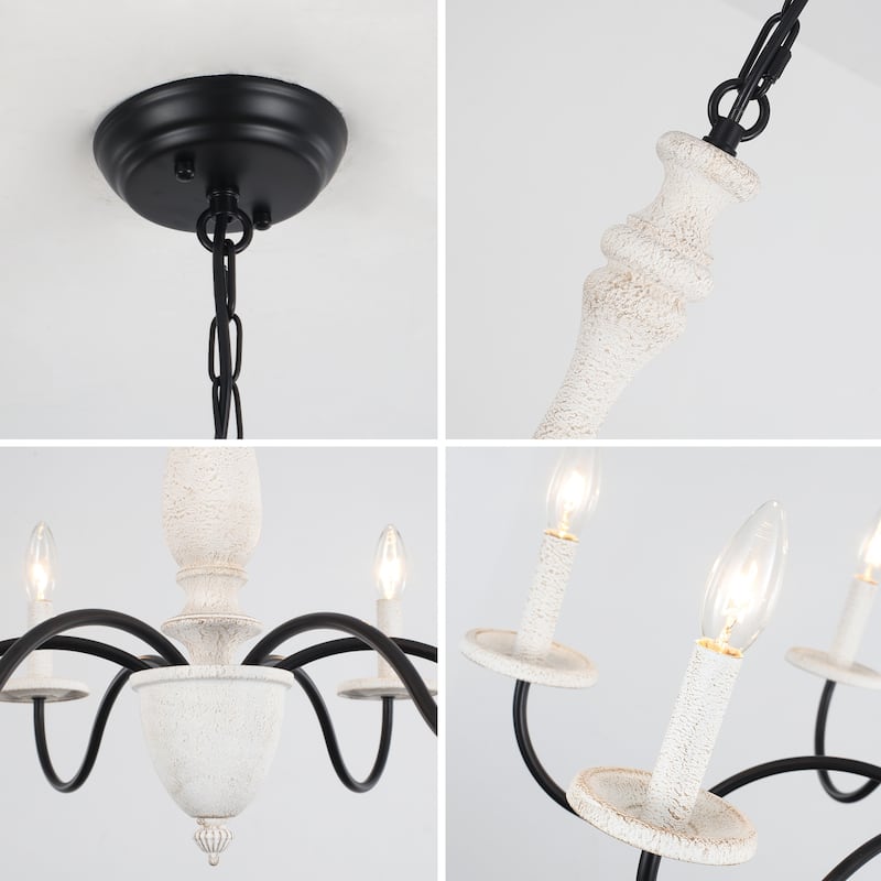 6-Light Rustic Farmhouse Chandelier Light for Bedroom Foyer Living Room