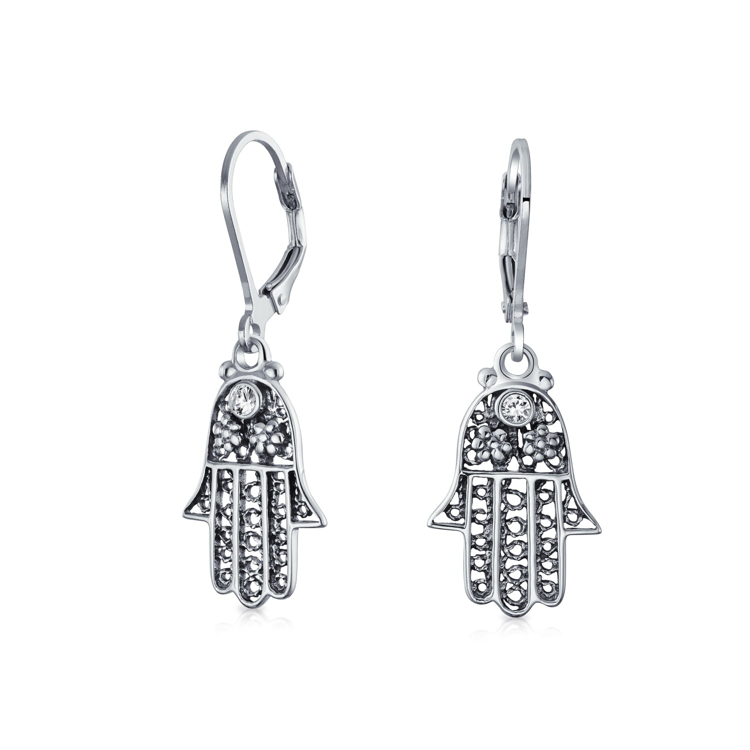 925 Sterling Silver Filigree Dangle Floral Earrings