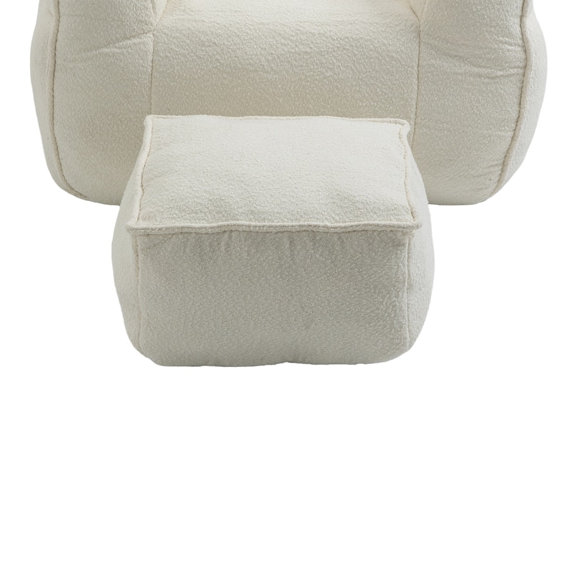 Boucle Bean Bag Chair Chair Sets with High Back Support and 300lb Capacity