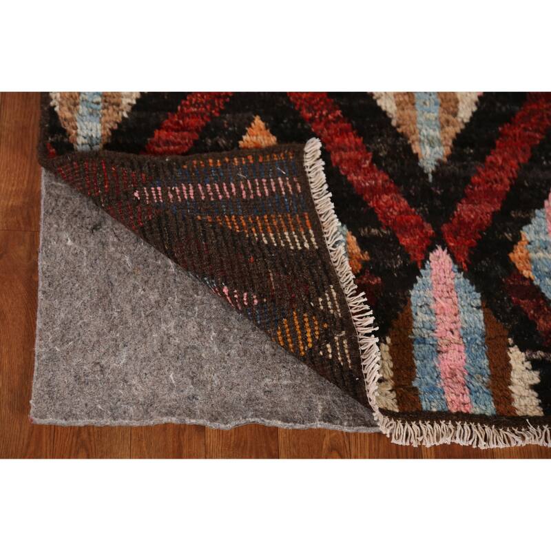 Trellis Moroccan Oriental Runner Rug Handmade Wool Carpet - 3'4" x 12'8"