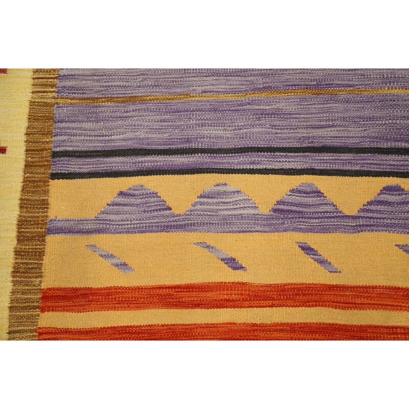 Hand Woven Oriental 100% Wool Carpet Southwestern Tribal Multi-Colored Kilim Area Rug - 9' 7'' X 6' 5''