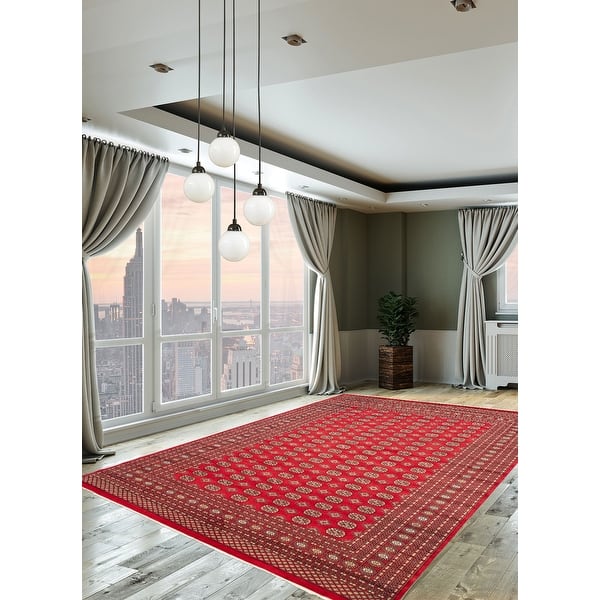 363161 Bedroom Finest Peshawar Bokhara Bordered Red Rug 8'11 x 12'0 Hand-Knotted Wool Rug eCarpet Gallery Large Area Rug for Living Room 