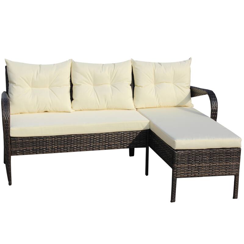 Outdoor Patio Furniture Sets 2 Piece Conversation Set, Wicker Ratten