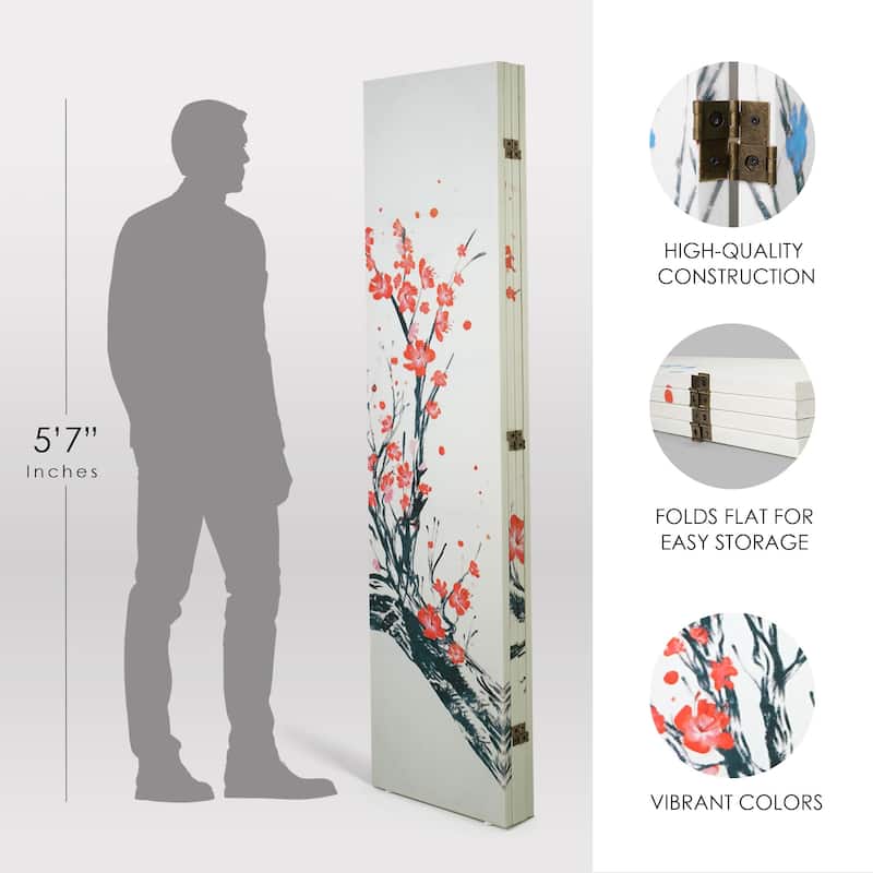 American Art Decor Double-Sided Canvas Room Divider, 4 Panels, 70" H x 63" L