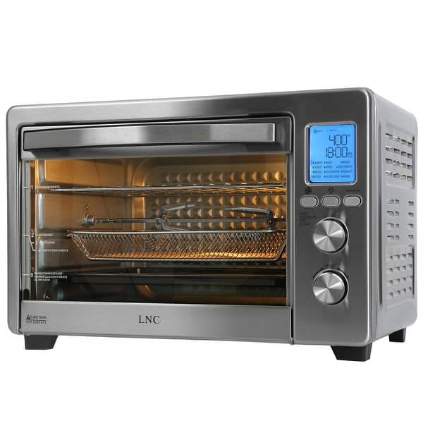 slide 2 of 13, LNC 12-In-1 Large 34QT Countertop Toaster Oven Convection Rotisserie Air Fryer - 19.5" L x 15" W x 12.5" H Silver