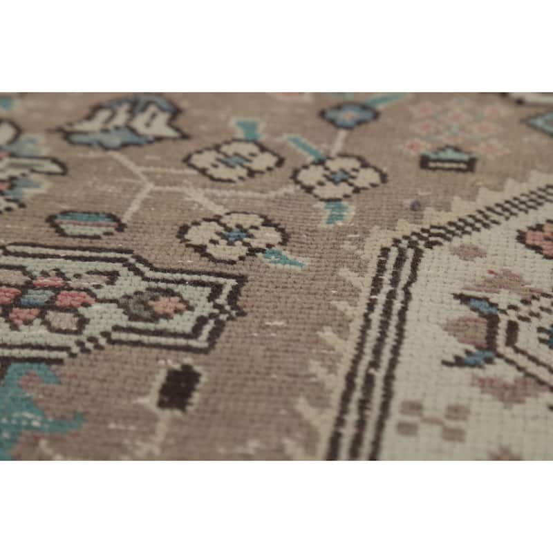Brown Geometric Tabriz Persian Area Rug Hand-Knotted Wool Carpet - 8'2"x 11'1"