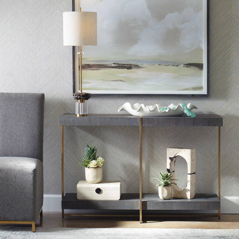 Framed Rectangular Console Table - 47.75" - Gray and Gold