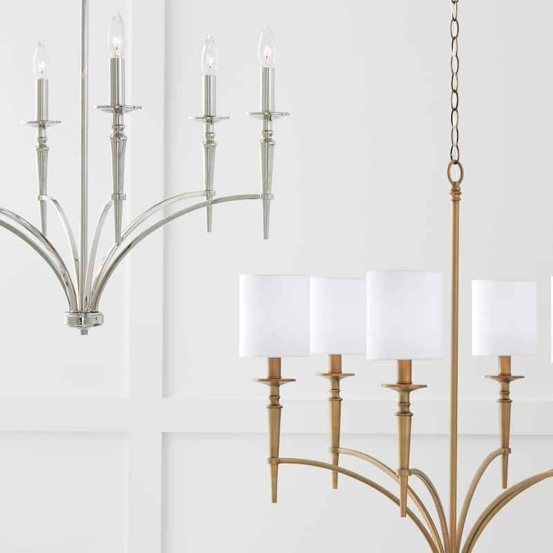 Abbie 31" 6-light Chandelier w/ White Fabric Stay-Straight Shades