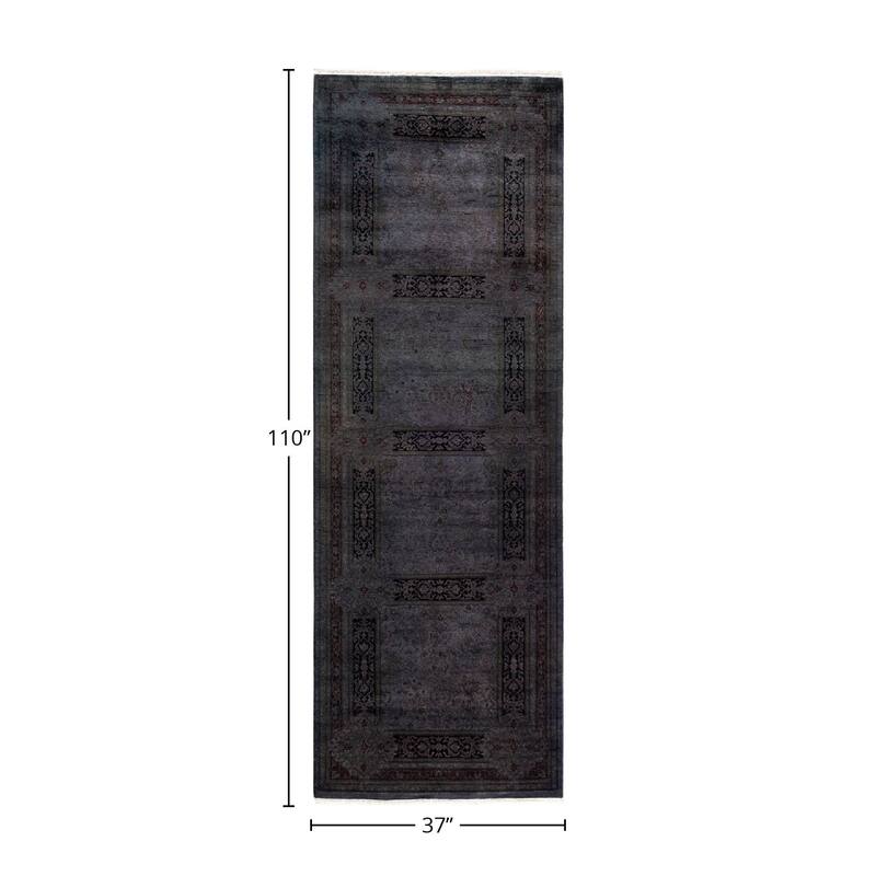 Fine Vibrance, One-of-a-Kind Hand-Knotted Runner Rug - Brown, 3' 1" x 9' 2" - 3' 1" x 9' 2"