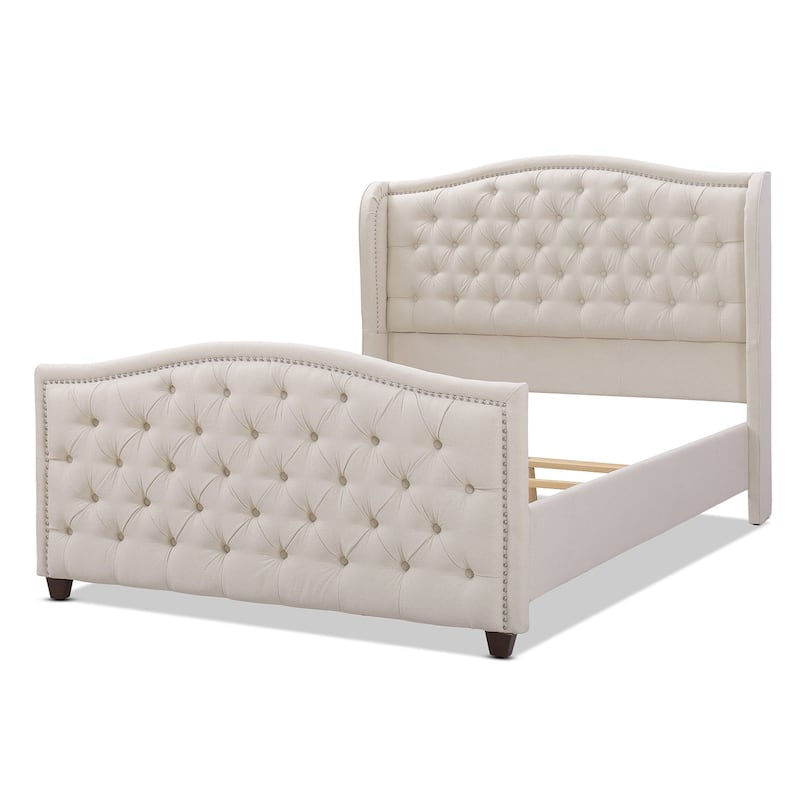 Angelina Upholstered Tall Tufted Wingback Bed Frame