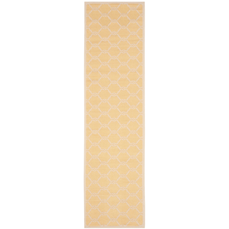 SAFAVIEH Courtyard Charleen Indoor/ Outdoor Waterproof Patio Backyard Rug - 2'3" x 6'7" Runner - Yellow/Beige