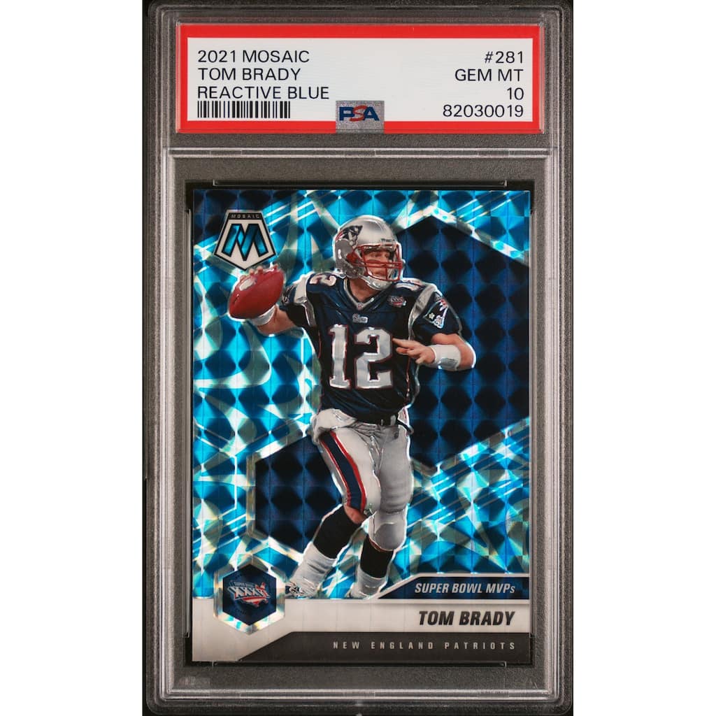 Tom Brady 2021 Panini Reactive Blue Mosaic Football Card #281 Graded PSA 10 - 8'6" x 11'6"