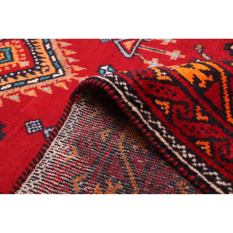 ECARPETGALLERY Hand-knotted Baluch Red Wool Rug - 3'10 x 7'10