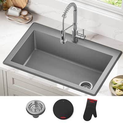 KRAUS Forteza Granite 33 inch Undermount Drop-in Kitchen Sink